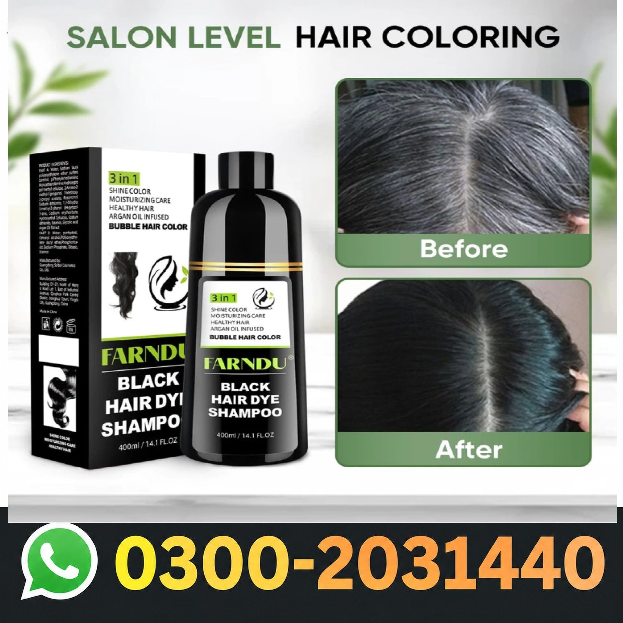 Farndu Black Hair Dye Shampoo 400Ml In Pakistan